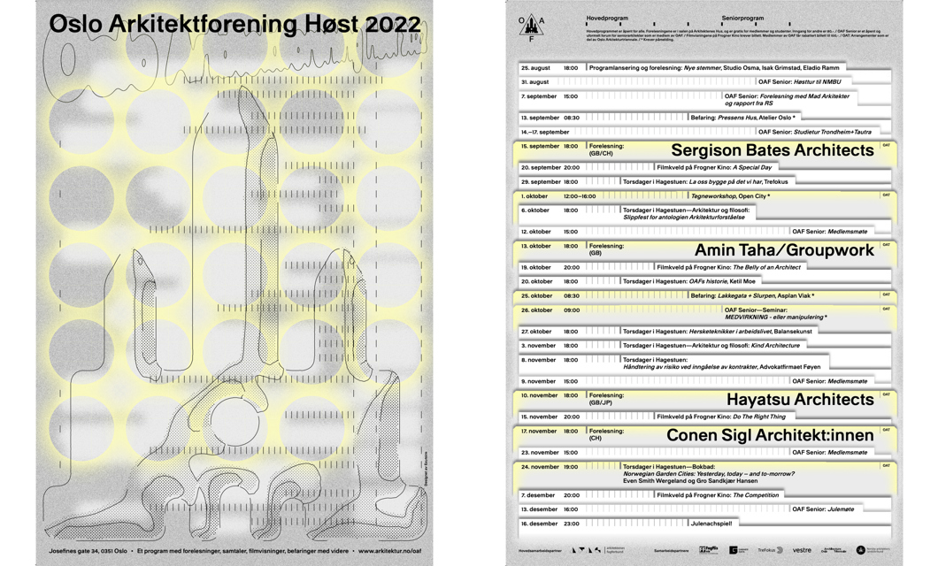 Plakat for OAFs høstsemester 2022. Designet av Exutoire