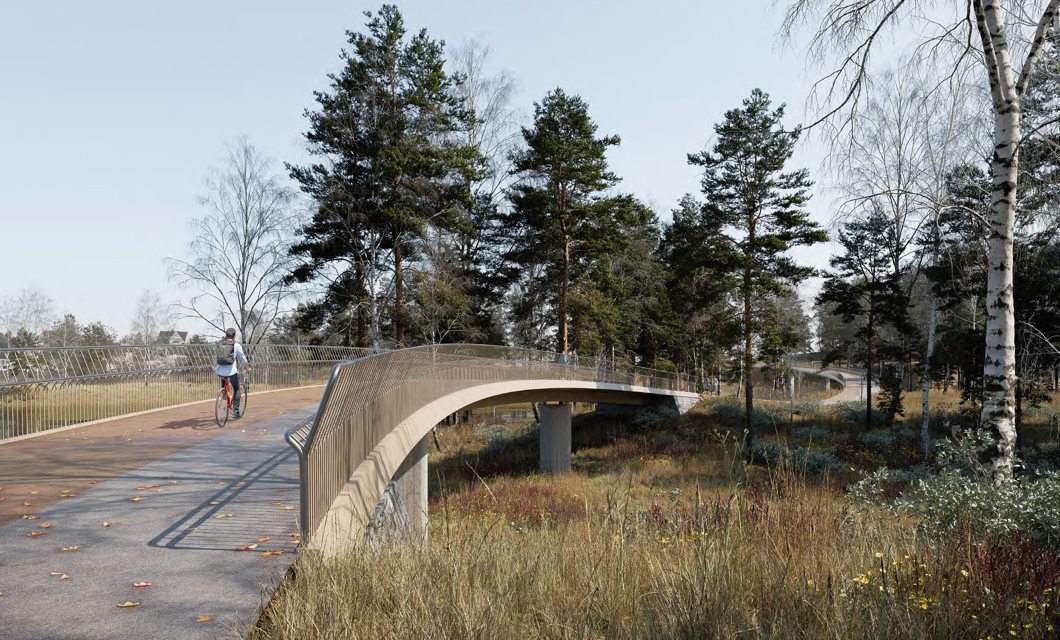 Å veve sammen Hønefoss. Illustrasjon: Sahaa arkitekter