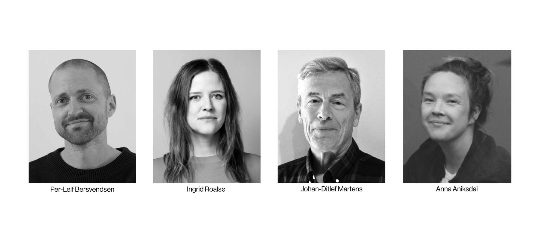 Per-Leif Bersvendsen (foto Ivar Kvaal); Ingrid Roalsø (foto Anne Valeur); Johan-Ditlef Martens (foto privat); Anna Aniksdal (foto Even Lundefaret)