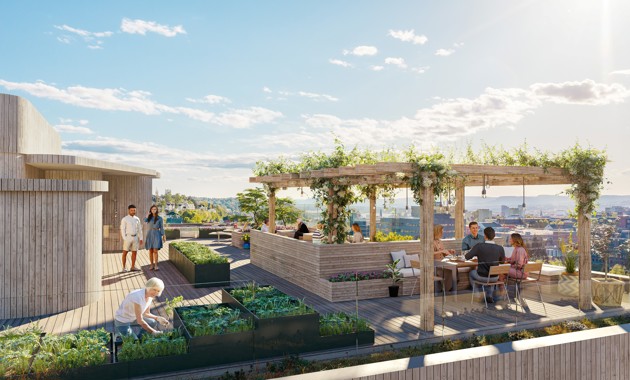 Roof top shared space with view