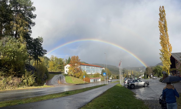 Strandebarm, hvor det planlegges et Jon Fosse-senter. Foto: Fosse-stiftinga