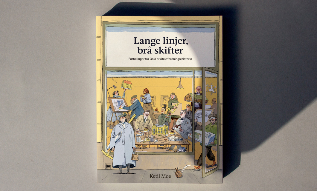 "Lange linjer, brå skifter", Omslagsillustrasjon av Martin M Hvattum, Grafisk design av Erland G Banggren