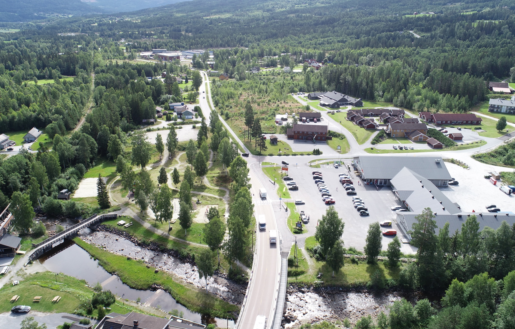 Deler av Veggli sentrum. Foto: Rollag kommune