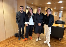 Arkitektforbundet i møte med statsråd Kjersti Stenseng. Fra venstre: fagsjef Kai Reaver, president Tina Larsen, kommunal- og distriktsminister Kjersti Stenseng og generalsekretær Kari Bucher.