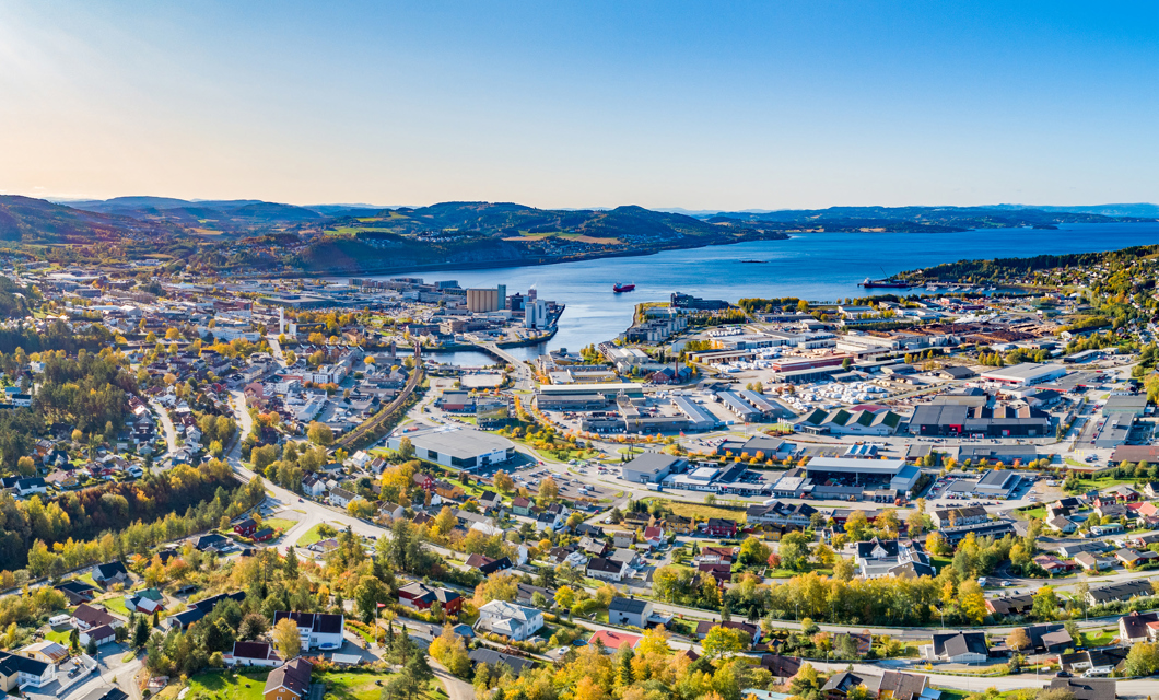 Dronefoto Steinkjer. Foto: Airsens